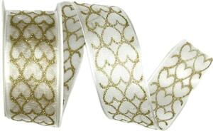 Organza stuha Heart Whisper Gold – zlatá 25mm x 2m