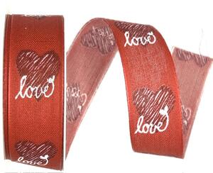 Stuha valentýnská LOVE RED červená 25mm x 2m (13,-Kč/m)