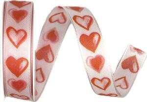 Stuha valentýnská AKVAREL HEARTS bílá 15mm x 2m (11,-Kč/m)