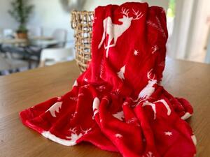Červená vánoční mikroplyšová deka CHRISTMAS Rozměr: 160 x 200 cm