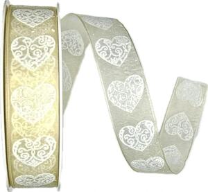 Taftová stuha Amore Mio Cream – krémová, průsvitná 25mm x 20m