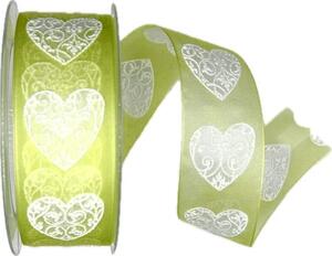 Stuha svatební AMORE MIO GREEN hráškově zelená 40mm x 20m A (8,-Kč/m)