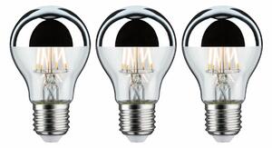 PAULMANN Sada LED žárovka E27 230V 3x6,5W 2700K zrcadlový svrchlík stříbrná