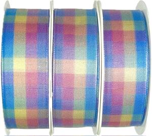 3x Stuha taftová MULTICOLORE BLUE kostkovaná 3x(25mm x 3m)