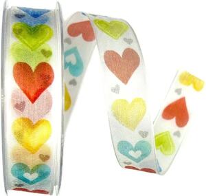 Stuha taftová CRAZY LOVE transparentní barevná A 25mm x 20m (6,90Kč/m)