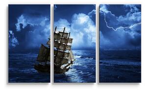 Sablio Obraz - 3-dílný Loď v bouřce - 120x80 cm