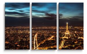 Sablio Obraz - 3-dílný Noční Paříž - 120x80 cm