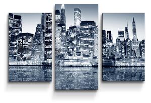 Sablio Obraz - 3-dílný Noční New York - 75x50 cm