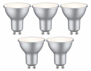 PAULMANN Standard 230V LED reflektor GU10 5ks sada 4,9W 2700K hliník