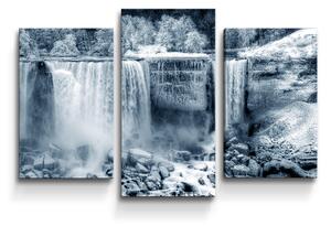 Sablio Obraz - 3-dílný Černobílý vodopád - 75x50 cm