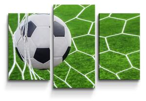 Sablio Obraz - 3-dílný Fotbalový míč v bráně - 75x50 cm
