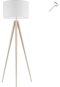 Tectake Stojací lampa Lunaris, textilní stínidlo, trojnožka - dub
