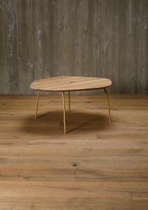 Organický konferenční stolek malý - dub 2,5 cm Hliník / Pískově Žlutá