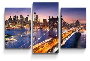 Sablio Obraz - 3-dílný Most v New Yorku - 75x50 cm