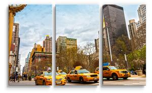 Sablio Obraz - 3-dílný Žluté taxiky 2 - 120x80 cm