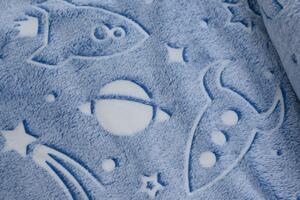 Svítící deka mikroflanel UNIVERSE 150x200 cm modrošedá