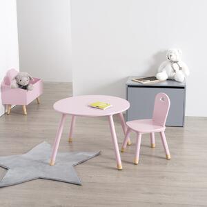 Atmosphera Dětský dřevěný stolek KULATÝ - růžový