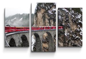 Sablio Obraz - 3-dílný Vlak na mostě 2 - 75x50 cm
