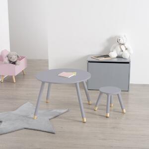 Atmosphera Dětský dřevěný stolek KULATÝ - šedý