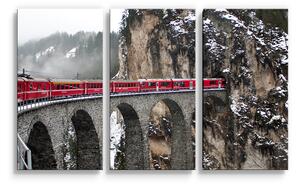 Sablio Obraz - 3-dílný Vlak na mostě 2 - 120x80 cm