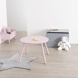 Atmosphera Dětský dřevěný stolek KULATÝ - růžový