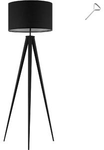 Tectake Stojací lampa Lunaris, textilní stínidlo, trojnožka - černá