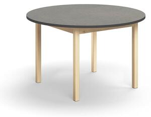 AJ Produkty Stůl DECIBEL, Ø1200x720 mm, akustické linoleum, bříza/tmavě šedá
