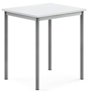 AJ Produkty Stůl BORÅS, 700x600x760 mm, stříbrné nohy, HPL deska, bílá