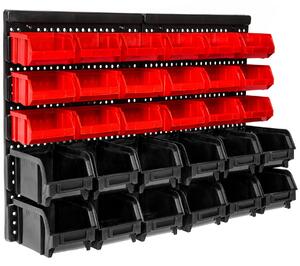 Tectake Závěsný organizér a pořadač na šrouby stohovatelné přihrádky - černá