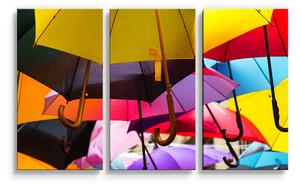 Sablio Obraz - 3-dílný Deštníky - 120x80 cm
