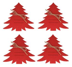 DekorStyle Sada 4 ks vánočních obalů na příbor Red Tree červená