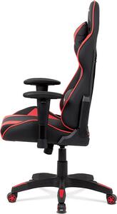 Kancelářská židle houpací mech., černá + červená koženka, plast. kříž Mdum