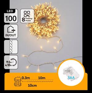 Aigostar - LED Venkovní ván řetěz 100xLED/8 funkcí 3xAA 10,3m IP44 teplá bílá