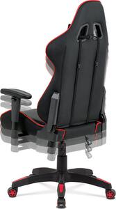 Kancelářská židle houpací mech., černá + červená koženka, plast. kříž Mdum