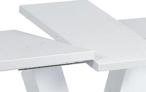 Rozkládací jídelní stůl 120+40x80 cm, bílý lesk / broušený nerez Mdum