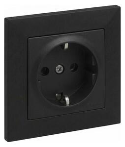 Legrand - Zásuvka domovní SCHUKO 250V/16A s rámečkem SUNO černá