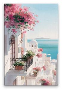 Obraz na plátně - Santorínské balkóny - 80x120 cm