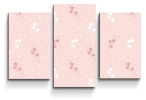 Sablio Obraz - 3-dílný Bílé a růžové květy - 75x50 cm