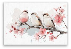 Obraz na plátně - Jarní ptačí trio 2 - 120x80 cm