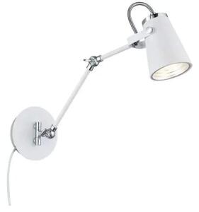 Trio Leuchten 208870131 EDWARD - Nástěnná lampa na kloubech s kabelem do zásuvky, 1 x E14 (Bílá naklápěcí lampa s kabelem)