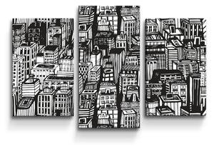 Sablio Obraz - 3-dílný Kreslené mrakodrapy - 75x50 cm
