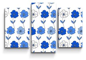 Sablio Obraz - 3-dílný Modré květiny - 75x50 cm