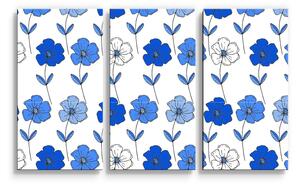 Sablio Obraz - 3-dílný Modré květiny - 120x80 cm