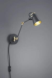 Trio Leuchten 208870132 EDWARD - Nástěnná lampa na kloubech s kabelem do zásuvky (Černá naklápěcí lampa s kabelem)