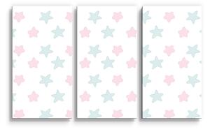 Sablio Obraz - 3-dílný růžové a modré hvězdy - 120x80 cm