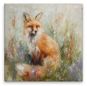 Obraz na plátně - Liška v květech 2 - 80x80 cm