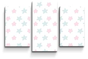 Sablio Obraz - 3-dílný růžové a modré hvězdy - 75x50 cm