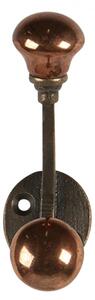 Nástěnný litinový háček s bronzovými koncovkami – 3x5x9 cm