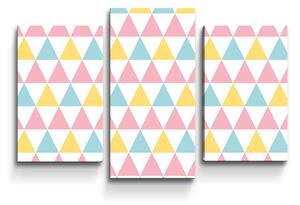 Sablio Obraz - 3-dílný Tříbarevné trojúhelníky - 75x50 cm