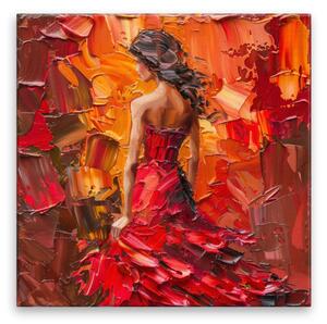 Obraz na plátně - Ohnivá tanečnice - 80x80 cm